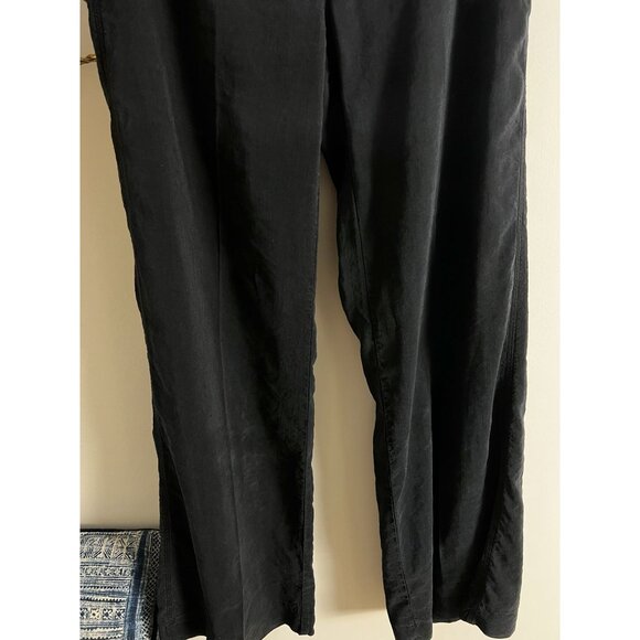HANNES ROETHER Linen Silk Wide Leg Pants Sz XS 2 Black Minimal Capsule Sustainab - Picture 3 of 10